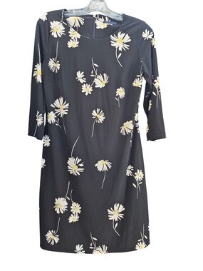 Tommy Hilfiger Black Dress with White and Yellow Daisy Print